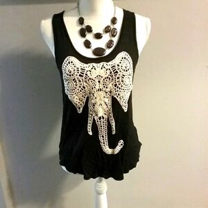 Women's black tank with elephant on the front size small